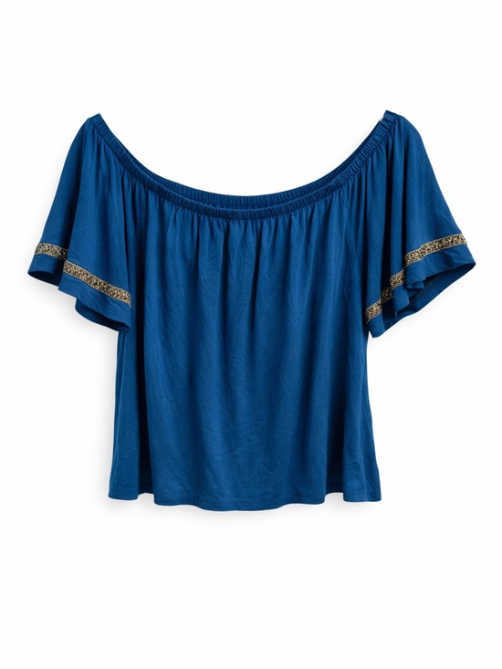 Ramy Brook Tops - Ramy Brook Blue Off Shoulder Beaded Embellished Top Stretch Blouse Small